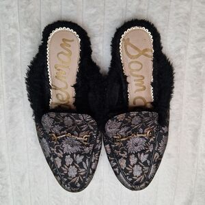 Sam Edelman Black Plush Slippers